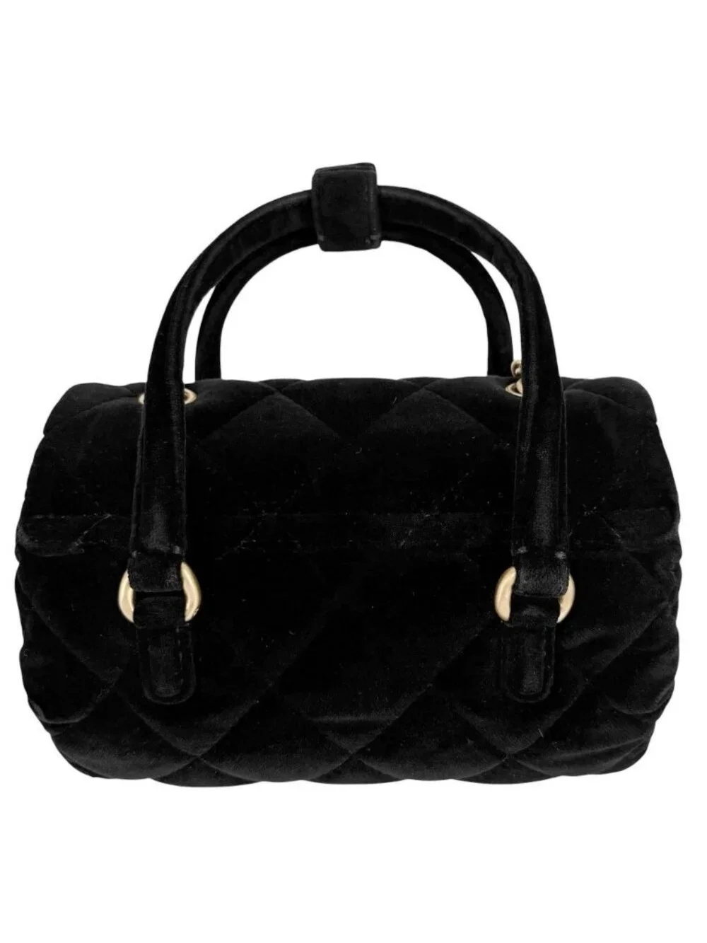 Chanel 2-Way Shoulder Crossbody Quilted Bag Velvet Turnlock CC Logo Velour